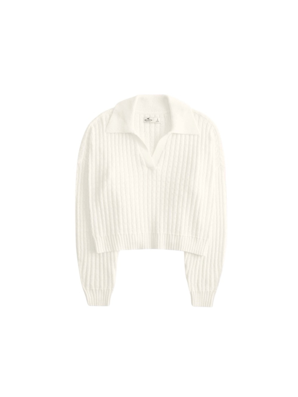 Hollister polo ribbed cropped sweater - large